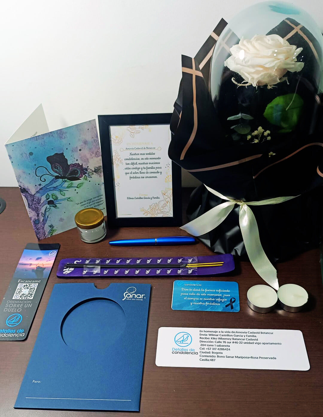 Sanar Mariposa + Rosa Preservada